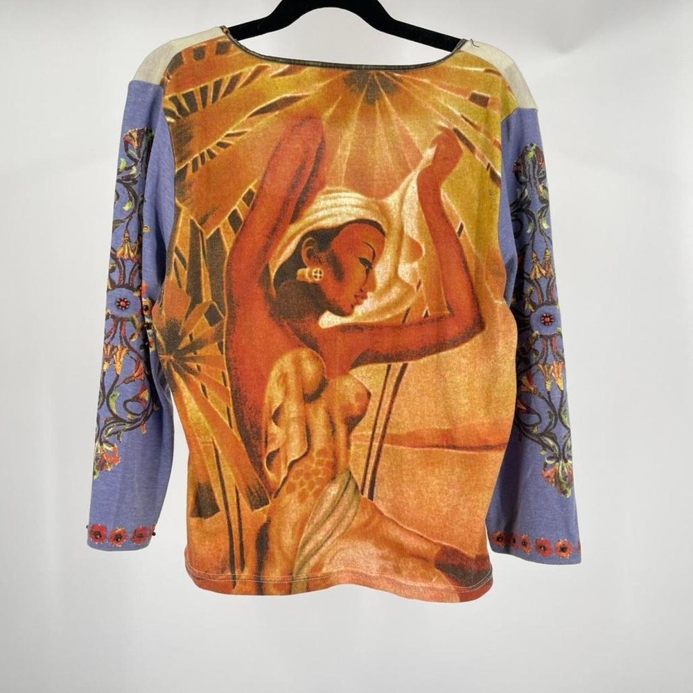 Y2K Jane Doe Euro Top Shirt Vintage Rare Designer Beaded Art To Wear Floral L